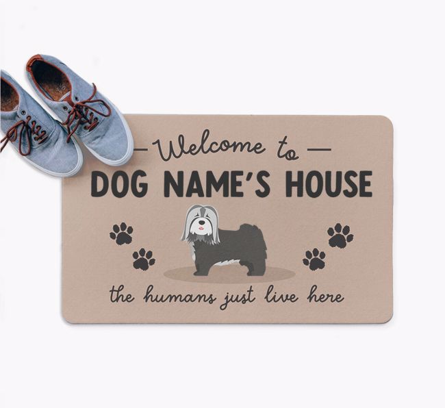 The Humans Just Live Here: Personalized {breedFullName} Doormat